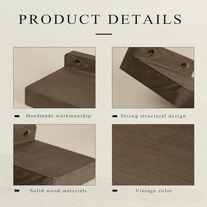Freezing point Small Floating Shelf for Wall Set of 2 Natural Wood 4Inch Mini Wall Shelves Decor Plant Display Mounted Kitchen Bathroom Bedroom Corner Decorative Storage Tiny Stand Coffee