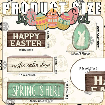 Easter Decorations - Happy Easter Bunny Egg Tiered Tray Decor - Wooden Easter Tabletop Sign - Rustic Farmhouse Spring Home Decor Indoor for Tiered Tray Shelf Mantel Entryway Coffee Table