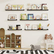 Picture Ledge Shelf, Floating Shelves Set of 2, 24 Inches Solid Wood Nursery Book Shelves for Toys Storage, Kids Bookshelf Wall Mounted for Living Room Bedroom Decor Books Photo Frames, Black