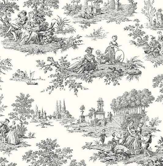 NextWall Chateau Toile Peel and Stick Wallpaper (Inkwell)