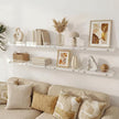 Floating Shelves with Acrylic Front Lip，15.7 IN Wall Shelves for Decor Storage Set of 3， Wall Mounted Wood Shelf for Bedroom, Living Room, Bathroom, Kitchen, Picture Shelf, White