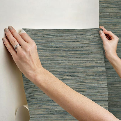 RoomMates Teal Dimensional Grasscloth Peel and Stick Wallpaper, RMK12684PLW