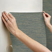 RoomMates Teal Dimensional Grasscloth Peel and Stick Wallpaper, RMK12684PLW