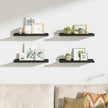 Love-KANKEI Black Floating Shelves for Wall Set of 4, Wood Wall Shelves with Lip,15.6 Inch Rustic Hanging Shelves for Bedroom Bathroom Living Room Kitchen Nursery Display