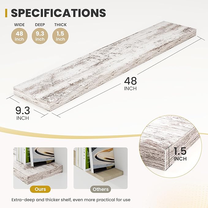48 Inch Floating Shelves, 9.3