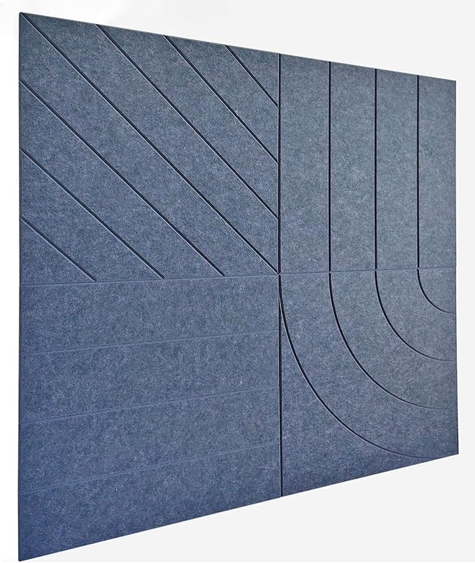 21.65" Large Square Acoustic Panels 4-Pack - Sound Absorbing Wall Panels, Noise Reducing Soundproof Decorative Felt Tiles for Home Office, Studio, Living Room - Denim Blue