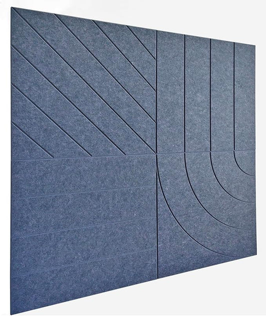 21.65" Large Square Acoustic Panels 4-Pack - Sound Absorbing Wall Panels, Noise Reducing Soundproof Decorative Felt Tiles for Home Office, Studio, Living Room - Denim Blue