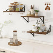 Deep Floating Shelves for Wall, 12 Inch Deep Floating Shelves Set of 3, 16W x 12D Wood Wall Shelves, Wide Wood Shelves with Metal Bracket for Living Room, Kitchen, Office, Bedroom - Rustic Brown
