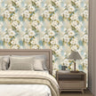Floral Wallpaper Peel and Stick Vintage Beige Flowers Contact Paper Vinyl Waterproof Self Adhesive Removable Green leaf Modern Wall Murals for Bedroom Walls Shelves Cabinet Decoration 17.5