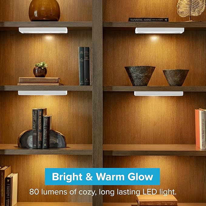 Brilliant Evolution Stick On Touch Wireless Lights with Remote - 8.5"L Battery-Powered LED Under Cabinet Lighting for Kitchen, Closet, Pantry - 2 Pack Easy Install and Adjustable Brightness, 80 Lumens