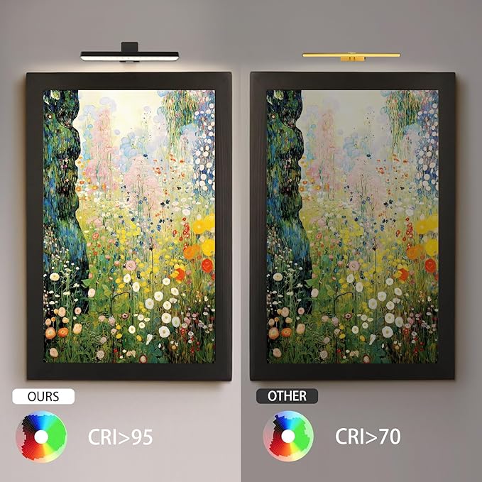 Picture Light Battery Operated with Remote, LED Painting Light for Art with 3 Lighting Colors & Dimmable, LED Art Display Accent Light on Wall for Pictures Dartboard Photo Frame Portrait