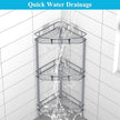3 Tier Floor Standing Corner Shower Caddy Organizer Shelf with Hooks, Bathroom Shelves Stand Rack, Dark Gray