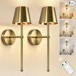 Kimjo Battery Operated Wall Sconce Set of 2, Rechargeable Wireless Wall Sconces Light with Dimmable Timer Remote, 5200mAh Gold Cordless Wall Light for Bedroom Living Room Hallway Decor