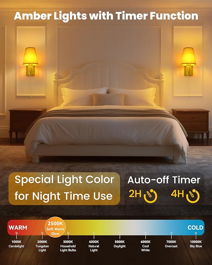 Battery Operated Wall Sconce Lights for Bedroom Set of 2, Wireless Rechargeable LED Wall Lamp with Remote & On/Off Pull Chain, Wall Mount Lighting Fixtures for Living Room, Satin Gold
