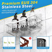 EUDELE 5-Pack Rustproof Stainless Steel Shower Caddy – No Drill Adhesive Bathroom Organizer with Large Capacity, Spacious Shower Shelves for Inside Shower, Kitchen & Home Decor Storage-XL Size