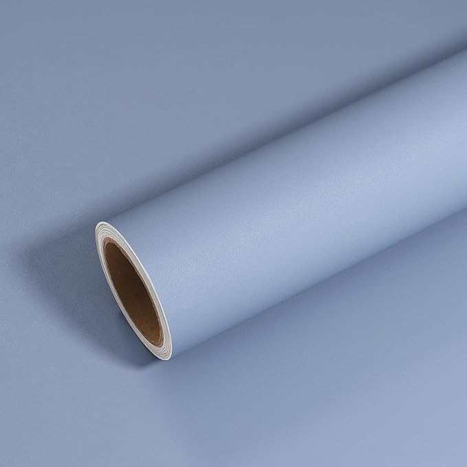 VEELIKE Thick Periwinkle Blue Wallpaper Peel and Stick Blue Contact Paper for Cabinets Desk Bookshelves Countertops 24''x354'' Removable Self Adhesive Matte Blue Wall Paper for Bedroom Bathroom Dorm