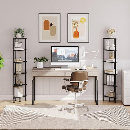 HOOBRO Corner Shelf Stand, Industrial 6-Tier Corner Bookshelf with Metal Frame, Bookcase, Plant Display Stand for Small Spaces, Living Room, Black BK36CJ01