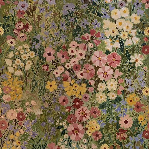 Floral Wallpaper Peel and Stick Boho Wall Paper Removable Waterproof Green Petal Pattern Contact Paper for Bedroom, Bathroom, Home Wall 17.3" x 236.3"
