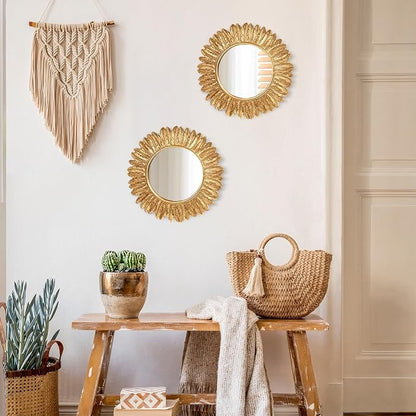 ZOROSY Gold Round Wall Mirror 12 inch - Small Wall Mirror Decorative, Vintage Mirror for Living Room, Entryway, Bedroom,Hallway