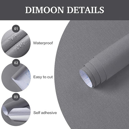 Dimoon 17.7''x118'' Peel and Stick Wallpaper Grey Contact Paper for New Environmentally Friendly Materials Thickening Upgrade Embossed Renter Friendly Gray Wall Paper Modern Vinyl Countertop Bedroom