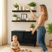 Wood Floating Shelves 36 inch Long Set of 2,8 inch deep Solid Wood Wall Mounted Shelves for Living Room Kitchen,Book Shelf for Wall with Hidden Bracket- Black