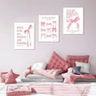 Pink Bow Canvas Wall Art Set of 3, Pink Coquette Dorm Room Wall Decor Paintings, Inspirational Scripture Verses Bows Posters Prints Pictures for Girls Dorm Room Bathroom Bedroom 16x24 Inch Framed