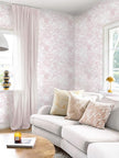Ismoon Large Floral Peel and Stick Wallpaper Boho White/Pink Contact Paper 17.3inx32.7ft Removable Self Adhesive Bedroom Cabinet Mural Wall Decor Vinyl Roll