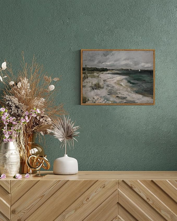 InSimSea Framed Canvas Wall Art Vintage Decor, Coastal Wall Art Living Room, Storm Clouds Pictures, Traditional Scenic Pictures for Bedroom Bathroom Farmhouse Office Decor, 12