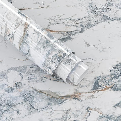 Cream Blue Gold Marble Peel and Stick Contact Paper Kitchen Marble Wall Paper Vinyl Wrap for Countertops Waterproof Granite for Cabinets Wallpaper Peel & Stick Countertop Covering Table Desk