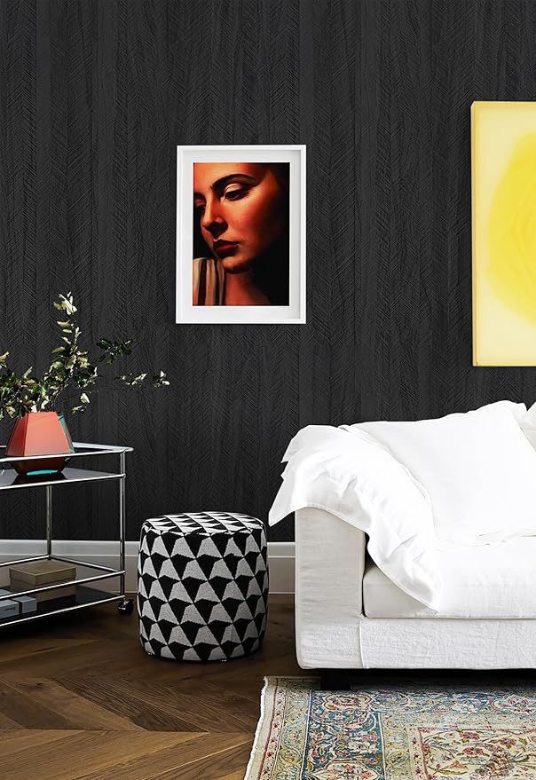 Safiyya Black Peel and Stick Wallpaper Contact Paper for Countertop Kitchen Wood Self Adhesive Removable Wallpaper for Bedroom 393"×15.7"