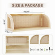 Wooden Rattan Wall Shelf, 16 Inch Long Hanging Shelves, Natural Wall Mounted Shelves, Easy to Install Floating Shelf, Decorative Wall Shelves for Kitchen, Bathroom, Living Room