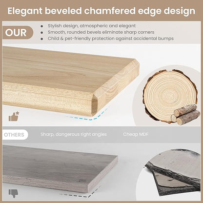 Axeman 48Inch Natural Wood Floating Shelves for Wall|Rustic Wooden Shelves for Bedroom Kitchen Bathroom|Long Storage Shelf with Invisible Bracket for Wall Mounted|Set of 1|Natural Color