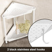 Orimade Rustproof 2 Tier Floor Standing Corner Shower Caddy Organizer, Plastic Metal Splicing Floor Corner Shelf Rack Stands for Bathroom, White