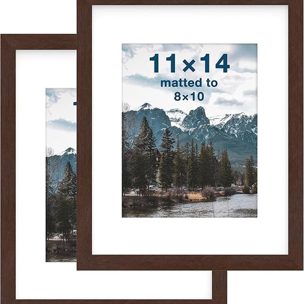 FrameWorks 2-Pack, 11x14 Matted to 8x10 Picture Frame, Mahogany – Classic Wooden Photo Frame with Tempered Glass, Modern Matte Finish for Prints, Posters, Certificates & Wall Decor – Gallery-Ready