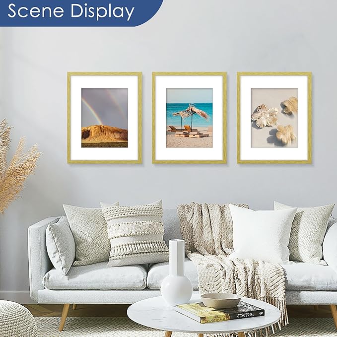 PEALSN 16x20 Picture Frame Set of 6, Display Pictures 11x14 with Mat or 16 x 20 without Mat for Wall Mounting Display, Poster Frames Collage for Wall Decor, Gold