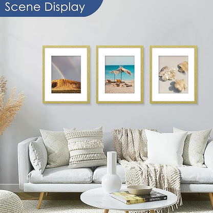 PEALSN 16x20 Picture Frame Set of 6, Display Pictures 11x14 with Mat or 16 x 20 without Mat for Wall Mounting Display, Poster Frames Collage for Wall Decor, Gold