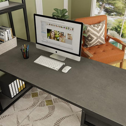 48"×79" Extra Wide Thick Dark Grey Black Concrete Wallpaper Peel and Stick Industrial Darker Grey Concrete Cement Contact Paper for Office Desk Countertops Gray Matte Textured Stickers