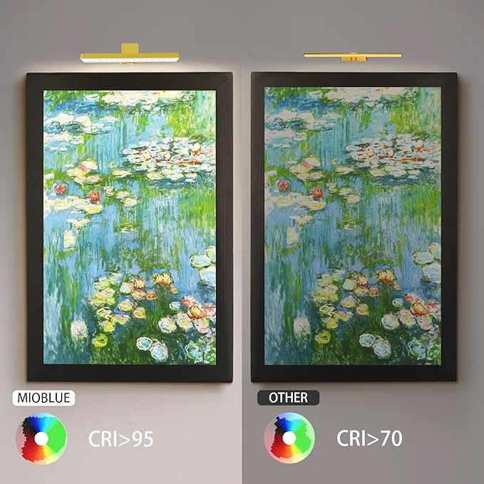 MIOBLUE 2Pack Rechargeable Picture Light with Remote, Wireless Battery Wall Light for Paintings, 3 Colors Paintings Dimmable and Timer Art Light for Display, Wall, Artwork, Gallery