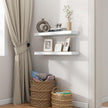 fuqing White Floating Shelves for Wall - 24 Inch Wide x 6.7 Inch Deep Solid Wood Shelves Set of 2 - White Wood Ledge Shelf for Bedroom Bathroom Living Room Kitchen