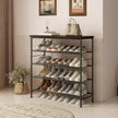 SUOERNUO Shoe Rack Organizer 5 Tier for Closet Entryway Free Standing Metal Storage Shoe Shelf with MDF Top Board，Black+Rustic Brown