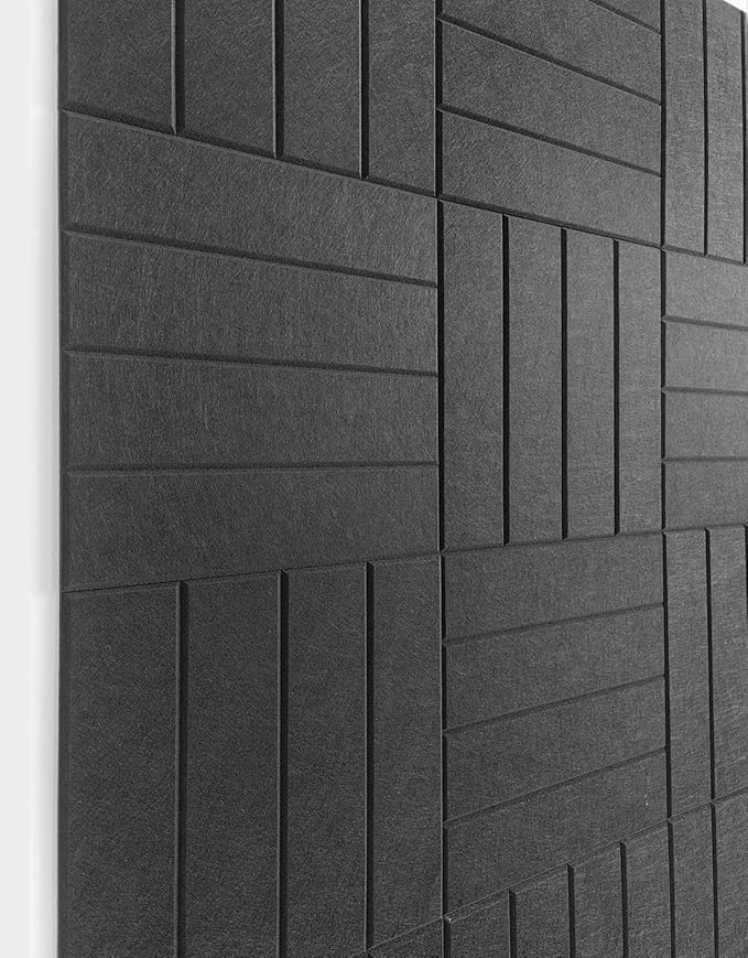 11.18" Square Acoustic Panels 12-Pack - Sound Absorbing Wall Panels, Noise Reducing Soundproof Decorative Felt Tiles for Home Office, Studio, Living Room - Black