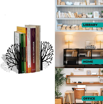 Trees Theme Book Holder Organizer – Steel, Black, Nature Inspired Design – Books in Style, Perfect for Home Decor, Great Gift for Book Lovers – Urban Forest Collection – Geguton
