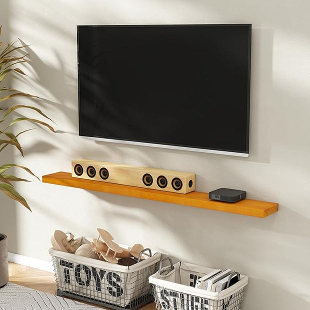 Marsmiles 36 Inch Wood Floating Shelves | Rustic Honey Oak Wall Shelves Set of 2 | 36" W x 7.7" D x 1.6" H Wooden Shelves for Bathroom Kitchen Living Room