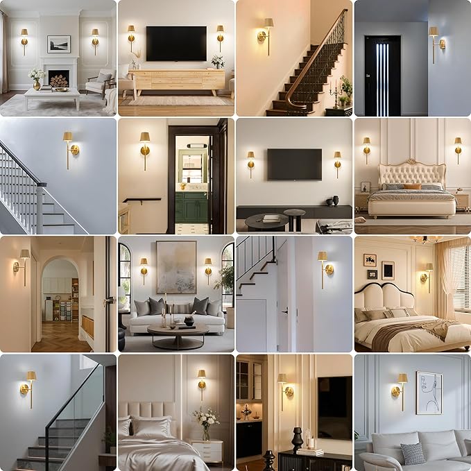 LUTEC Cordless Wall Sconces Set of 2, 5200mAh Wireless Rechargeable Battery Operated LED Wall Lamps, 3 Color Stepless Dimming Portables Lightings for Wall Painting/Living Room/Bedroom/Hallway Decor