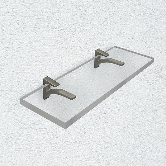 Clear Acrylic Shelves for Wall Storage, 6" W X 30" L, 3/4" Thick Floating Shelves for Wall, Bedroom, Living Room, Bathroom, Kitchen -‎Easy Installation with Screws and Brushed Nickel Finish Brackets