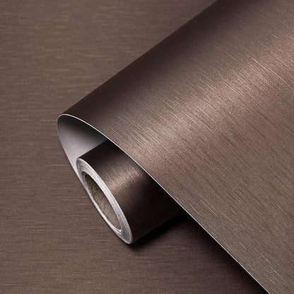Stainless Steel Peel and Stick Wallpaper 15.7"x 196" Dark Brown Stainless Steel Contact Paper Countertop Self Adhesive Thick Vinyl Waterproof for Wall Paper Fridge Kitchen Cabinets