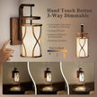 N10-1 Farmhouse Wall Sconces Dimmable Hanging Plug in Wall Lamp Linen Lampshade Metal Base Rustic Hardwired Wall Lighting Sconce Lights for Bedroom Bedside Living Room (Bulb Included)