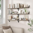 Axeman 55 Inch Floating Shelves | 8 Inch Deep Grey Wall Shelves Set of 2 | 55