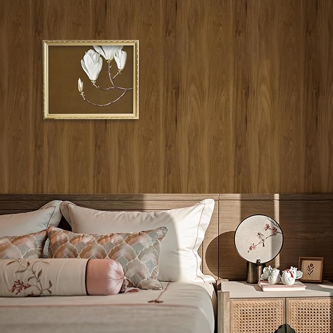 Wood Contact Paper Peel and Stick, Thicken Vintage Brown Wood Grain Wallpaper for Countertops Furniture, Natural Wood Furniture Sticker Self-Adhesive Removable Waterproof Vinyl Film 15.7 in X 196 in