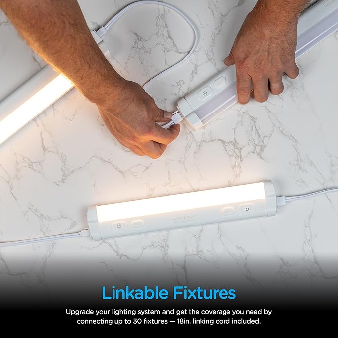 Enbrighten 24 inch Plug-in Under Cabinet Lights, 1560 Lumens, Five White Settings from (2700K-6500K), Full Range Dimmable, One-Touch Sync Control, Linkable Under Counter Lights for Kitchen 82786-T1
